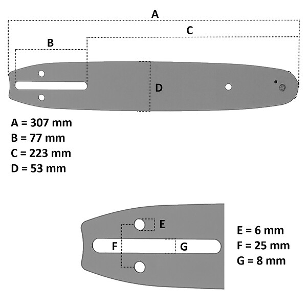 GT GARDEN - Guide 10 pouces (26 cm) avec lot de 3 chaînes 40 maillons pour tronçonneuse élagueuse 25 cm3 - large