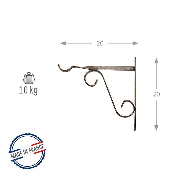CENTRALE BRICO - Potence fer plat anthracite - 20x20 cm - Acier époxy - large