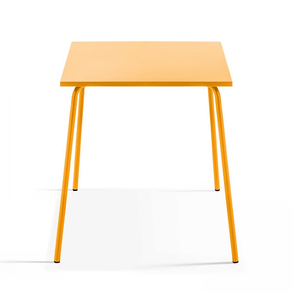 OVIALA - Ensemble table de jardin carrée et 4 fauteuils acier jaune - Palavas - large