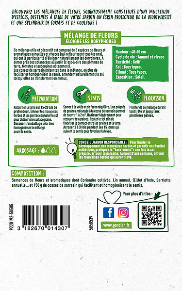 GONDIAN - Mélange de fleurs eloigne les Doryphores Gondian - large