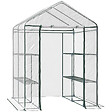 HOMCOM - Serre de jardin balcon terrasse 4 étagères 143L x 143l x 195H cm acier PVC imperméable anti-UV transparent vert - vignette
