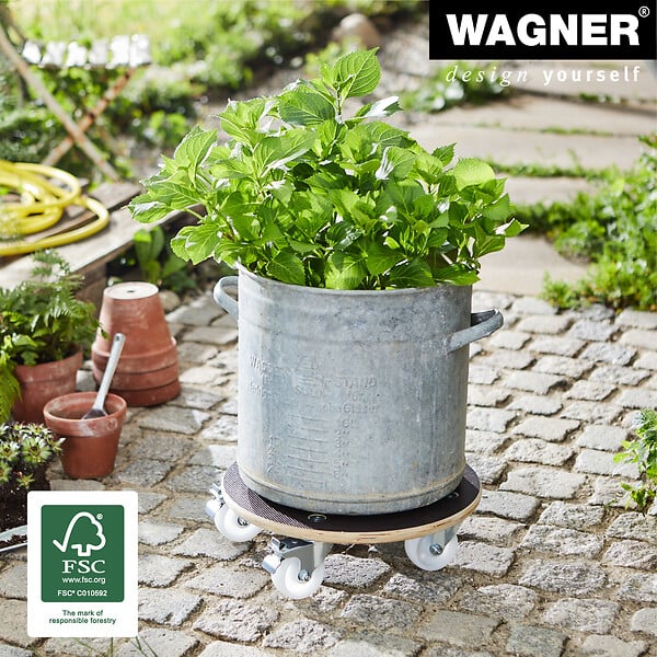 WAGNER - Support à roulettes pour pot de fleur MAXIGRIP Diam 38 x 11 cm - large