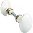 CENTRALE BRICO - Lot de 2 boutons de porte Porcelaine porcelaine de limoges laitonné - vignette
