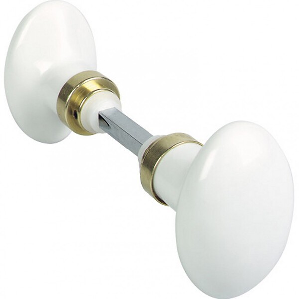 CENTRALE BRICO - Lot de 2 boutons de porte Porcelaine porcelaine de limoges laitonné - large