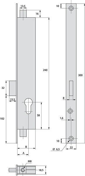 STREMLER - Serrure 3 points pêne dormant Variaxe 36 mm STREMLER 2272.36.0 - large