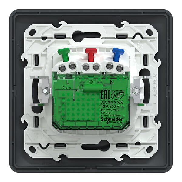 SCHNEIDER ELECTRIC - Ovalis - Monobloc - Combi 2P+T affl + USB C Anth - avec griffes - large