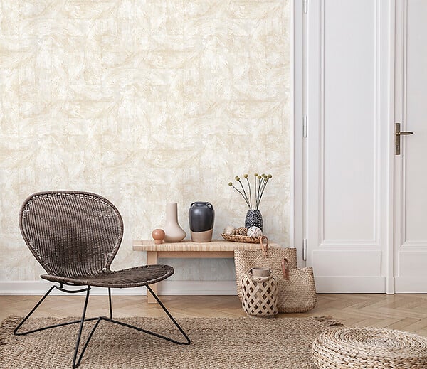 GRANDECO - Papier peint expanse intisse motif owen blanc - large