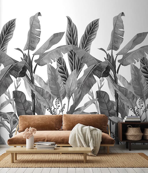 GRANDECO - Papier peint panoramique graphic palms - large