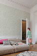 GRANDECO - Papier peint vinyle intisse little flower vert - vignette