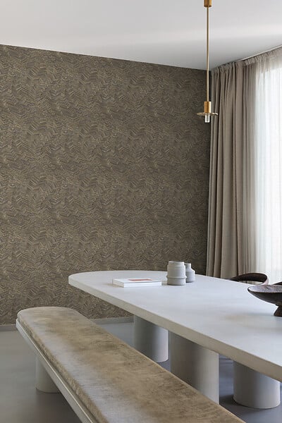 GRANDECO - Papier peint expanse intisse motif tosh marron - large