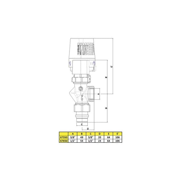 ORKLI - Robinet thermostatisable Orkli équerre inversée - large