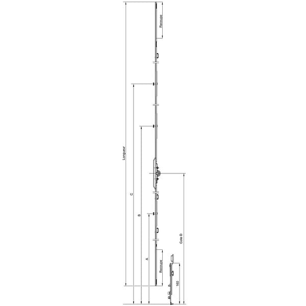FERCO - Crémone de fenêtre oscillobattante FERCO F75 DFDV ajustable haut et bas G220640001 - large