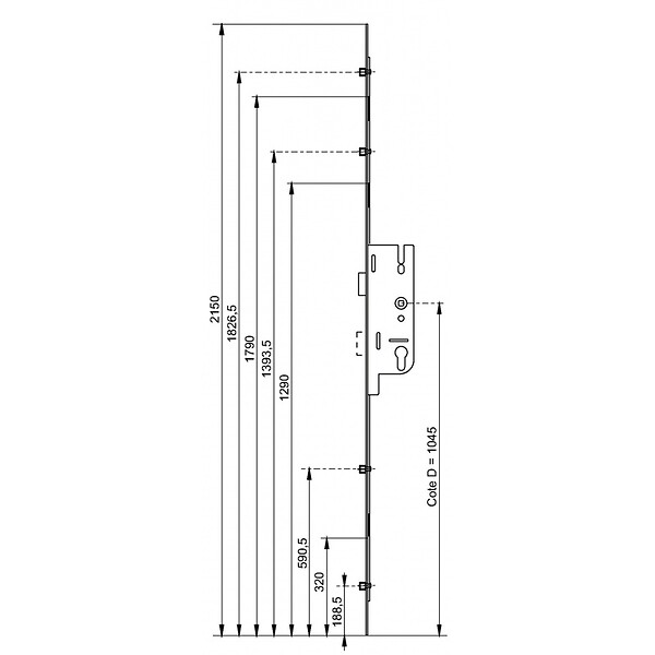 FERCO - Crémone à larder Ferco Europa 5070 4 galets carré 7 162150 mm  6336040101 - large