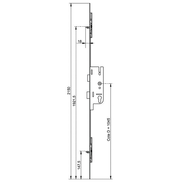 FERCO - Crémone à  larder Ferco Europa S2 4070 mm 2 pannetons 162150 mm  6335240101 - large
