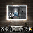 AICA SANITAIRE - Simple Bluetooth LED miroir de salle de bain tricolore tactile avec anti-buée et horloge et miroir grossissant 3x, suspendu horizontalement 100x60cm - vignette