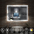 AICA SANITAIRE - Simple Bluetooth LED miroir de salle de bain tricolore tactile avec antibuée et horloge, 80x60cm horizontalement - vignette