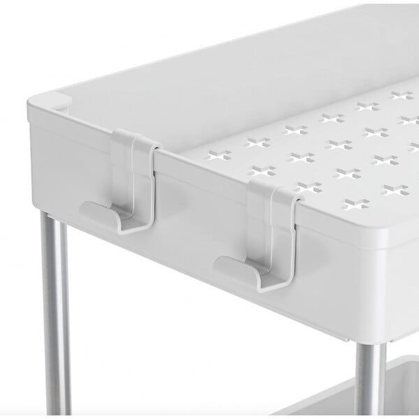 SECURY-T - Rangement sous evier- Étagère cuisine - Blanc - 2 niveaux et tiroir - large