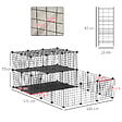PAWHUT - Cage parc enclos rongeurs modulable dim. L 175 x l 105 x H 70 cm 2 niveaux 2 portes rampe résine PP fil métallique noir - vignette