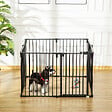 PAWHUT - PawHut Barrière de sécurité - parc enclos chien modulable pliable - porte verrouillable - 8 panneaux acier et PP - dim. 482,5L max. x 76H cm noir - vignette