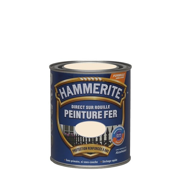 HAMMERITE - Peinture Direct sur Rouille - Blanc Casse - Brillant - 0,75L - large
