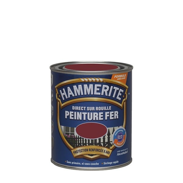 HAMMERITE - Peinture Direct sur Rouille - Rouge Basque - Brillant -  0.75L - large