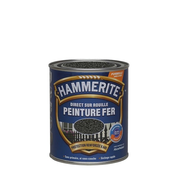 HAMMERITE - Peinture Direct sur rouille - Forge Noir -  0,75L - large