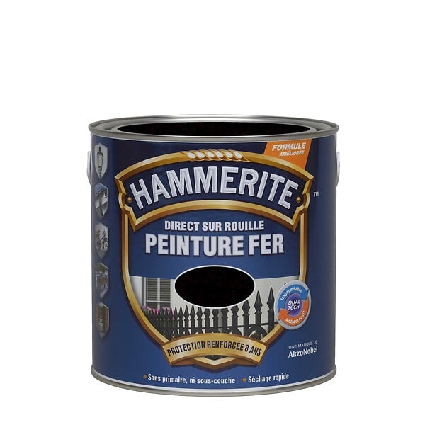HAMMERITE - Peinture Hammerite Direct sur Rouille - Martele - Noir - 2,5L - large