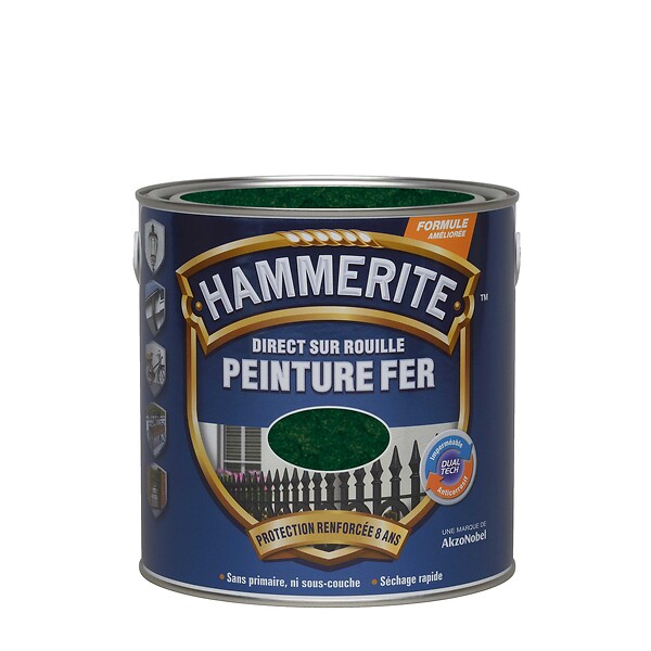 HAMMERITE - Peinture Hammerite Direct sur Rouille - Martele - Vert Epicea - 2,5L - large