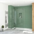 AURLANE - Paroi de Douche 140x195 cm en Verre Trempé 5 mm - Finition Chromé - CHROMED ELEMENTARY - vignette