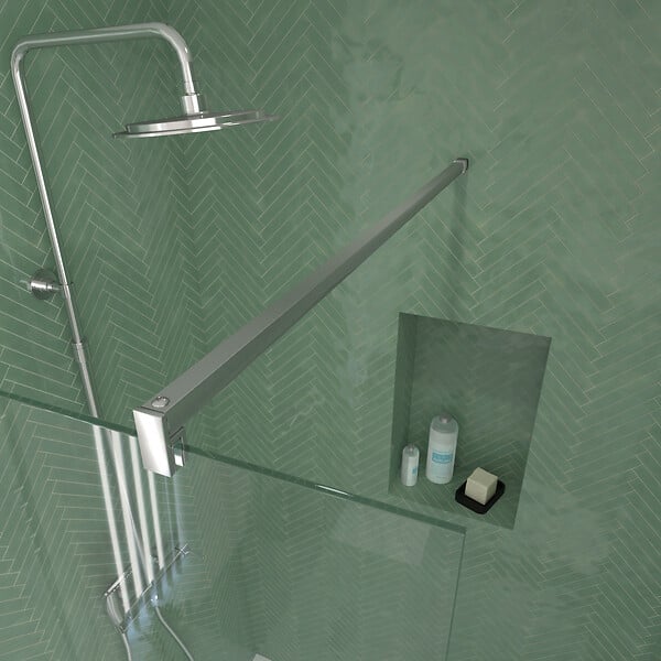 AURLANE - Paroi de Douche 140x195 cm en Verre Trempé 5 mm - Finition Chromé - CHROMED ELEMENTARY - large