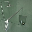 AURLANE - Paroi de Douche 140x195 cm en Verre Trempé 5 mm - Finition Chromé - CHROMED ELEMENTARY - vignette