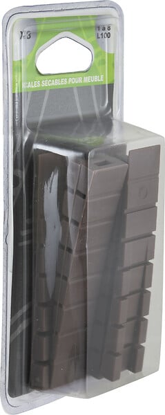 BAR PLUS - Cale meuble brun longueur 10cm x8 pièces - large