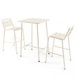 OVIALA - Ensemble table de bar et 2 chaises hautes en métal ivoire - Palavas - vignette