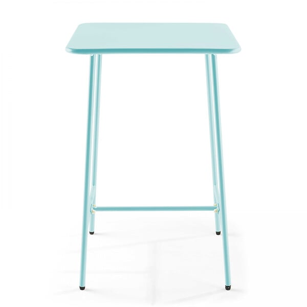 OVIALA - Table haute de jardin carrée en acier bleu turquoise 70cm - Palavas - large
