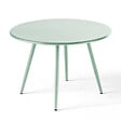 OVIALA - Table basse de jardin ronde en métal vert sauge 50 cm - Palavas - vignette