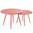 OVIALA - Lot de 2 tables basses de jardin en acier argile 50 cm - Palavas - vignette