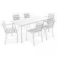 OVIALA - Ensemble table de jardin et 6 fauteuils en métal blanc - Palavas - vignette