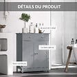KLEANKIN - Meuble bas de salle de bain sur pied 2 portes avec étagère réglable 2 tiroirs poignées boutons métal MDF gris - vignette