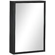 KLEANKIN - Armoire miroir murale salle de bain toilette dim. 40L x 12l x 60H cm acier inox. noir verre - vignette