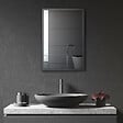 KLEANKIN - Armoire miroir murale salle de bain toilette dim. 40L x 12l x 60H cm acier inox. noir verre - vignette