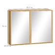 KLEANKIN - Miroir de salle de bain avec placard 2 portes - 2 étagères - bois de bambou verni - vignette