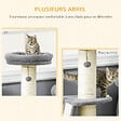PAWHUT - Arbre à chat 3 griffoirs grattoirs sisal naturel plateforme panier 2 boules suspendues peluche haute densité 220 g/m² gris - vignette