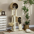 PAWHUT - Arbre à chat style cosy chic griffoirs grattoir sisal 2 grandes niches plateforme hamac peluche courte beige jacinthe d'eau - vignette