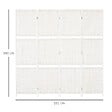 HOMCOM - Paravent intérieur 4 panneaux 2 étagères pliables séparateur de pièce bois de pin bambou fibres de papier tressée blanc paille - vignette
