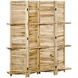 HOMCOM - Paravent intérieur 4 panneaux 3 étagères pliables séparateur de pièce portes persiennes bois de paulownia aspect pin autoclave - vignette