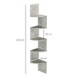 HOMCOM - Étagère d'angle étagère de rangement design contemporain zig zag 20L x 20l x 126H cm 5 niveaux panneaux de particules gris - vignette