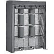 HOMCOM - Armoire penderie multi-rangement - 8 étagères, 2 barres - dim. 125L x 43l x 162,5H cm - acier noir non tissé gris - vignette