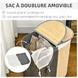 HOMCOM - Panier à linge corbeille à linge bac à linge 100 L 2 compartiments couvercle sac amovible 2 poignées tissu bambou - vignette