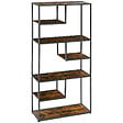 HOMCOM - Bibliothèque étagère de rangement à 7 niveaux style industriel panneaux particules aspect vieux bois acier noir - vignette
