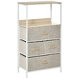 HOMCOM - Commode meuble de rangement chiffonnier 4 tiroirs amovibles 1 étagère 58 x 29 x 103 cm gris blanc - vignette